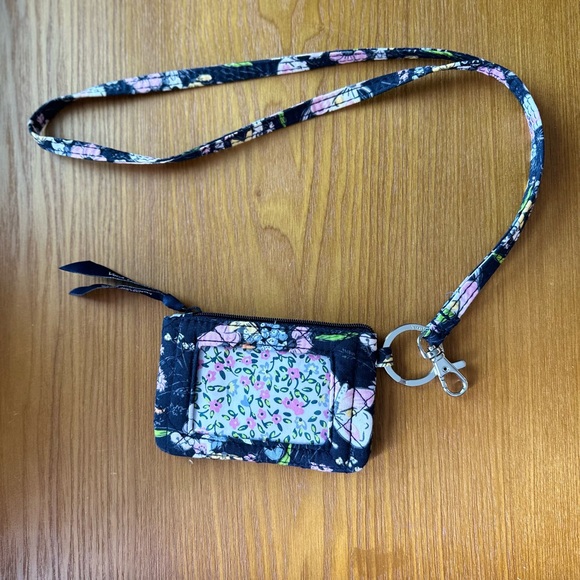 Vera Bradley ID Case with Lanyard – Butterfly Floral Print – deep navy – RFC - Picture 3 of 9